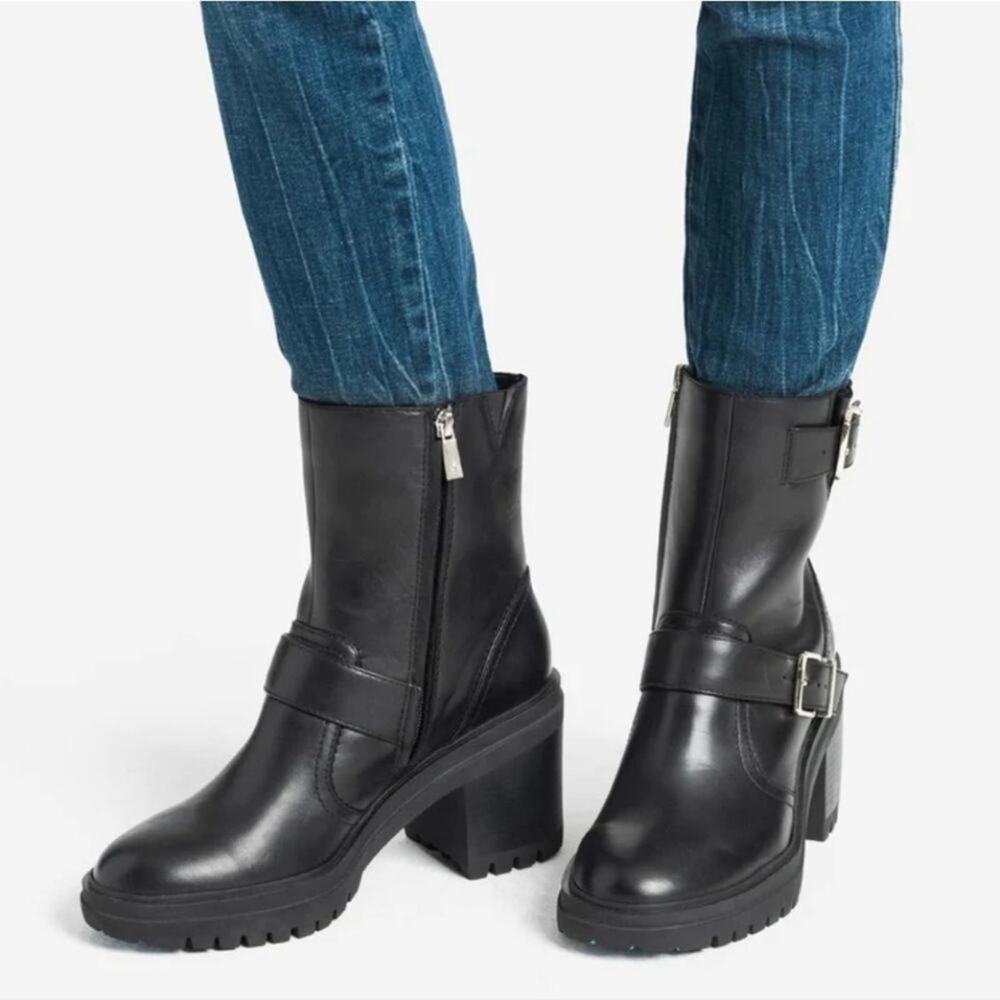 KENNETH Cole Rhode Buckled Short Leather moto Boot with Polar Grip size 10 new!!